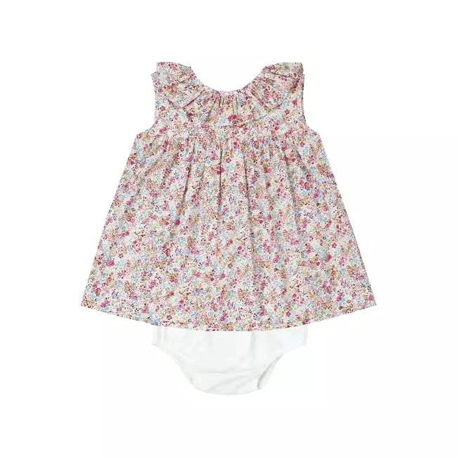 Petit Confection Magenta Floral Dress & Bloomer