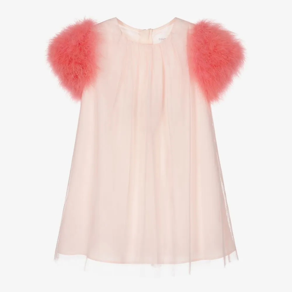 Pink Tulle & Feather Dress 