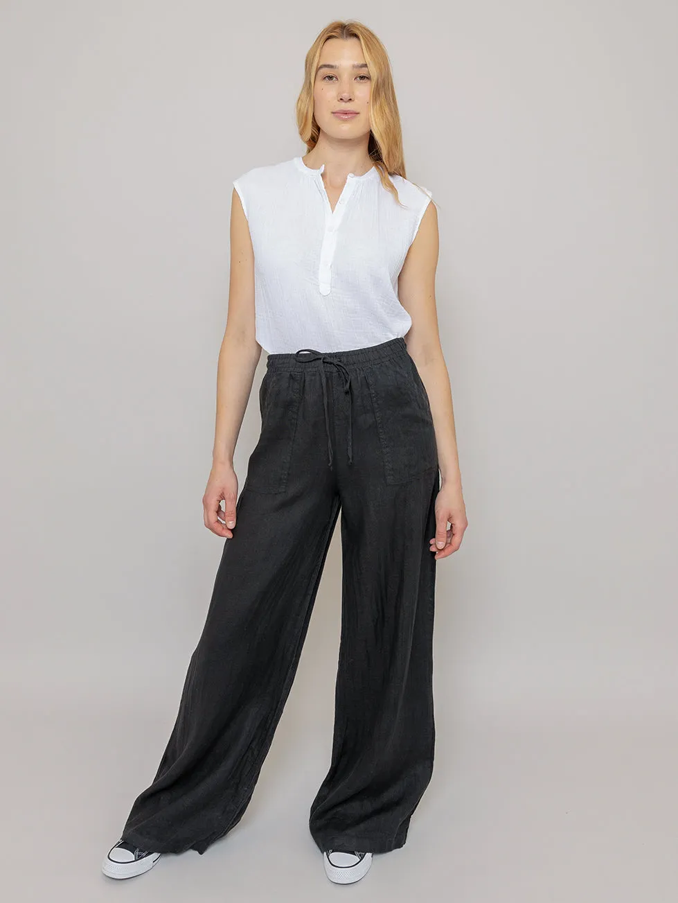 Pocket Linen Pant - Black