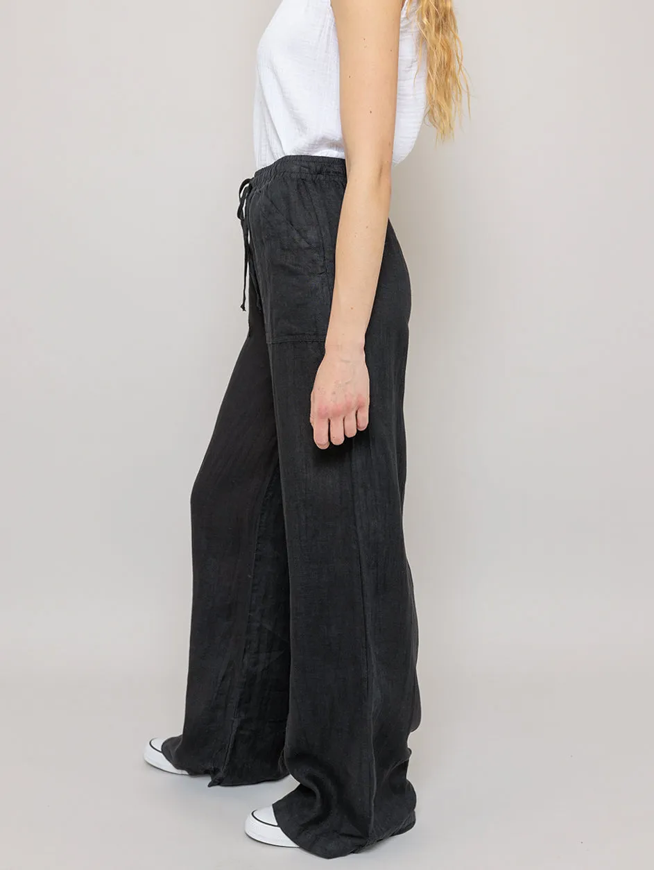 Pocket Linen Pant - Black