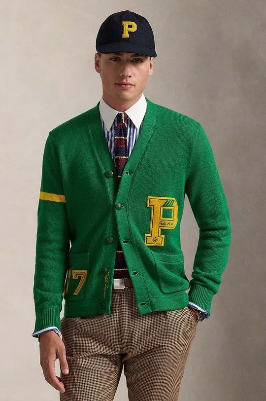 Polo Ralph Lauren cotton cardigan Longsleeve green color 710949299