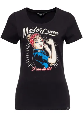 Queen Kerosin Motor Queen Girly T-Shirt Black