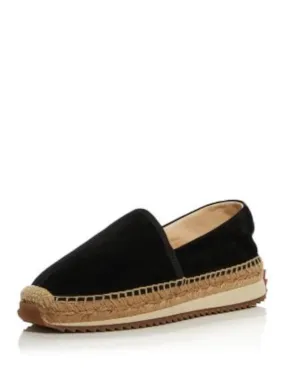 RAG & BONE Womens Black Mixed Media Almond Toe Wedge Slip On Suede Espadrille Shoes