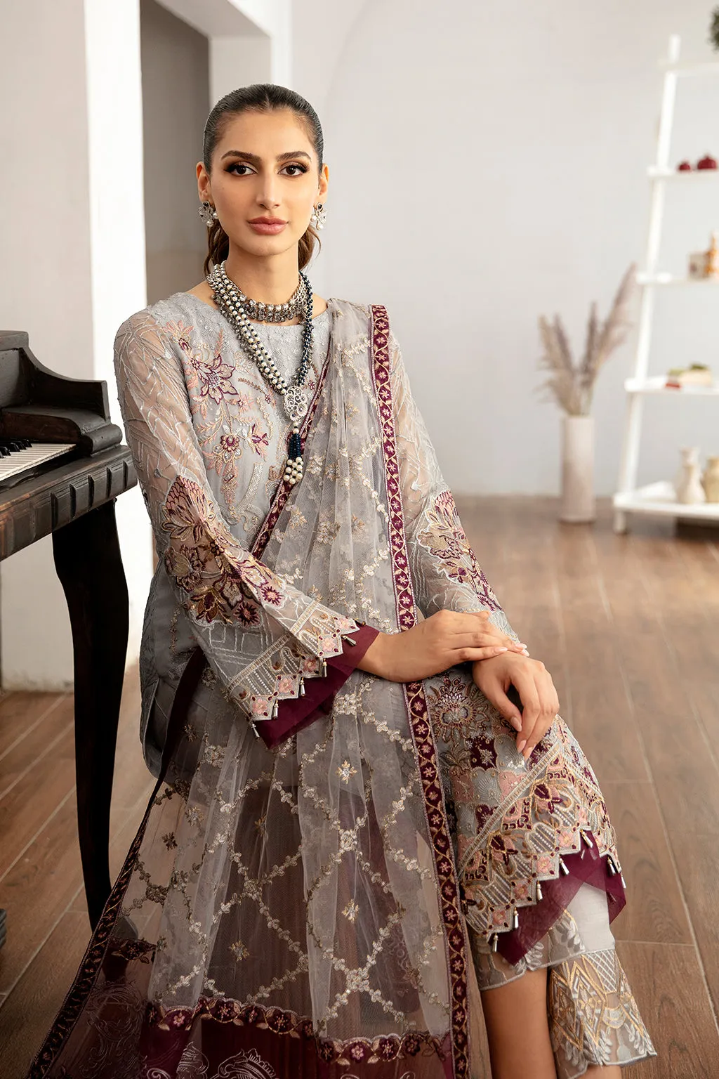 Ramsha Rangoon Vol-11 Luxury Chiffon Unstitched 3Pc Suit D-1109