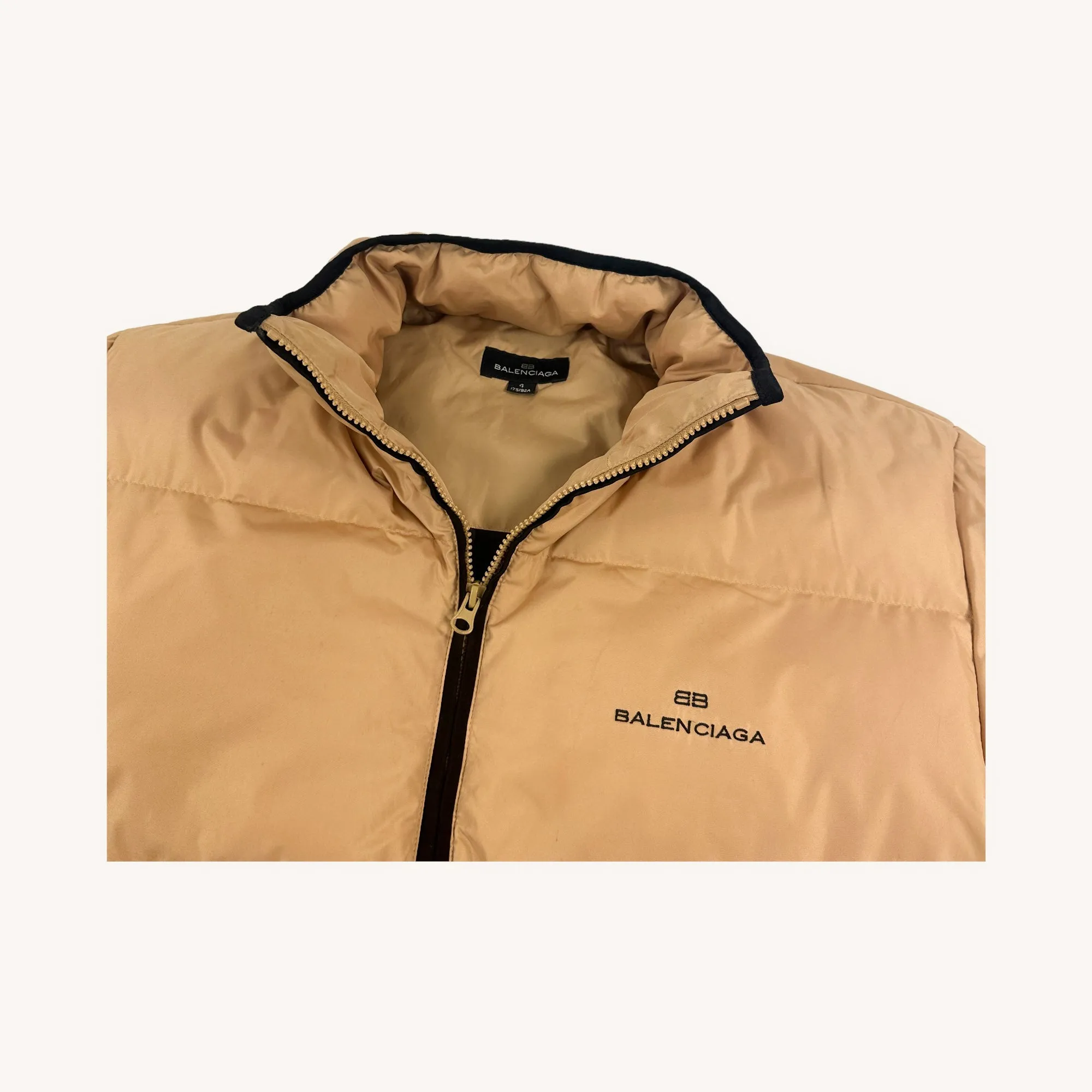 Rare Beige Tan Vintage Balenciaga Puffer Jacket Coat (M)