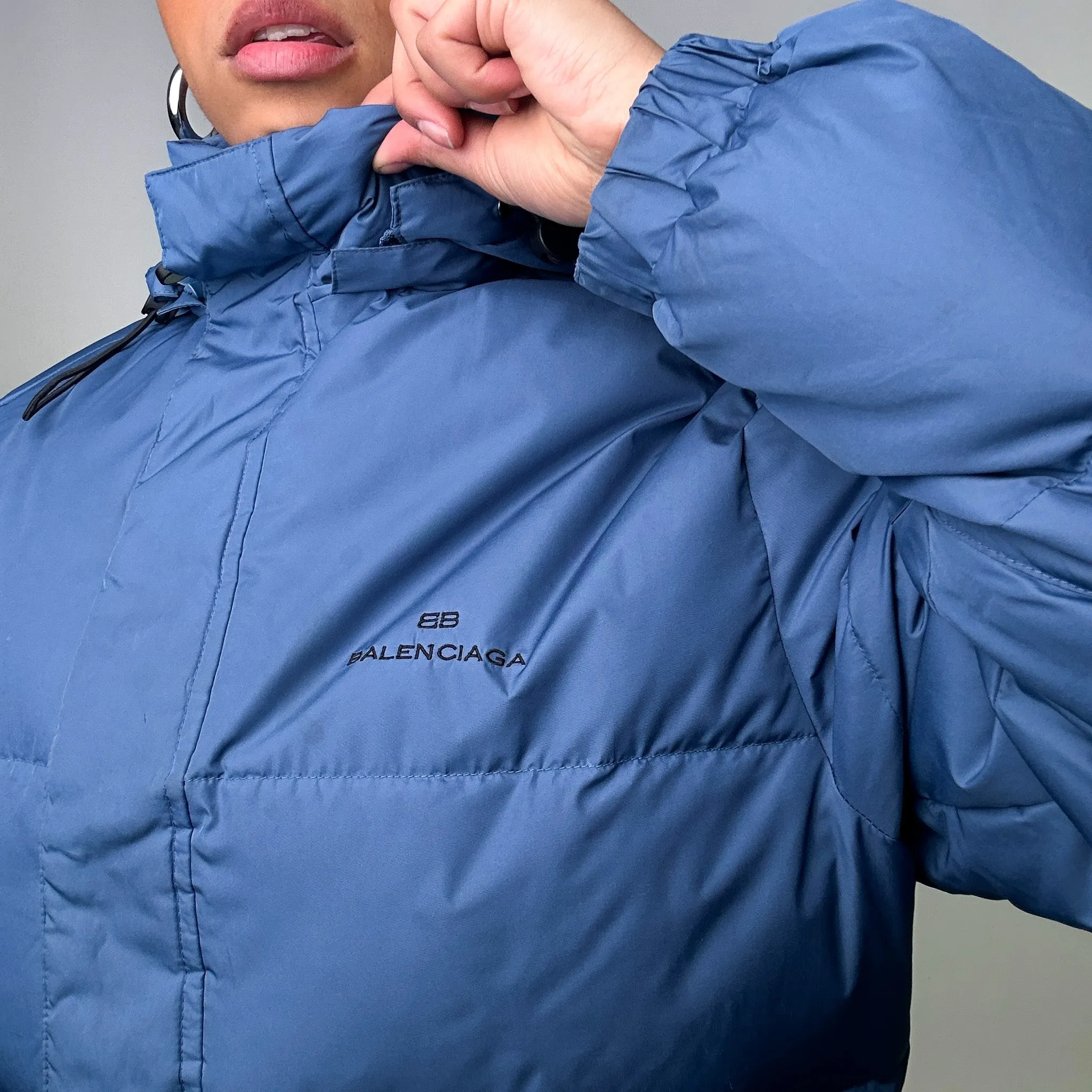 Rare Blue Vintage Balenciaga Puffer Jacket Coat (M)