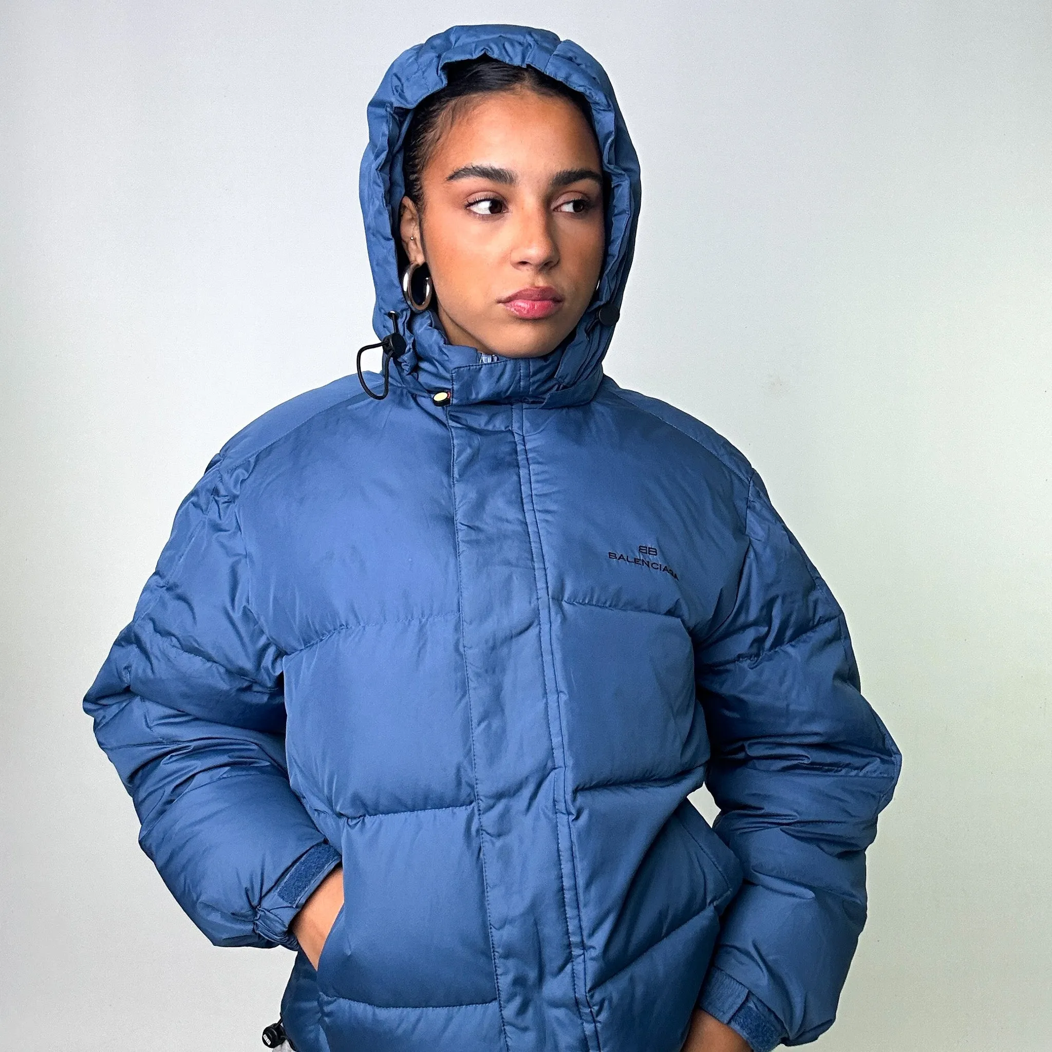 Rare Blue Vintage Balenciaga Puffer Jacket Coat (M)