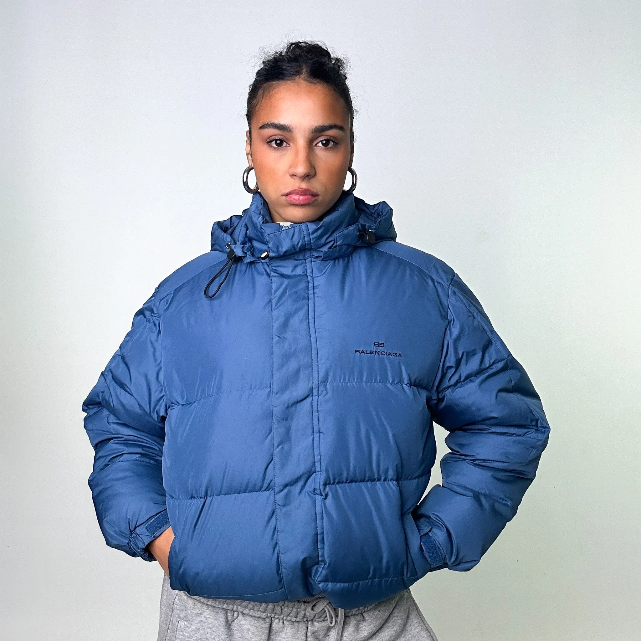 Rare Blue Vintage Balenciaga Puffer Jacket Coat (M)