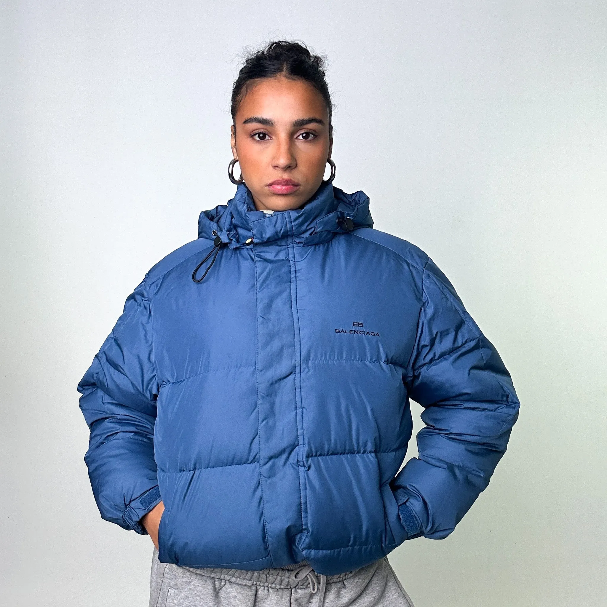 Rare Blue Vintage Balenciaga Puffer Jacket Coat (M)