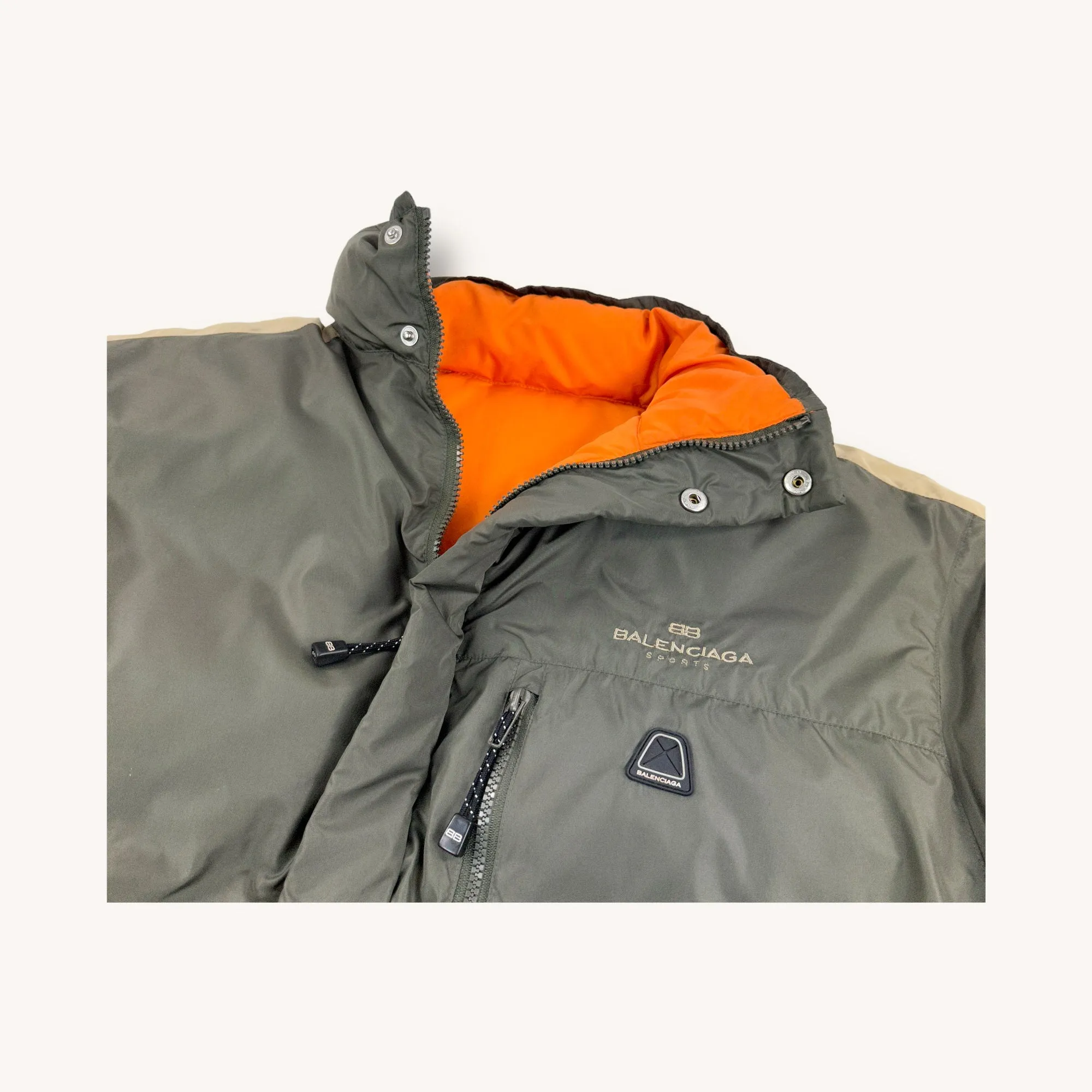 Rare Green Orange Reversible Vintage Balenciaga Sport Puffer Jacket Coat (L/XL)