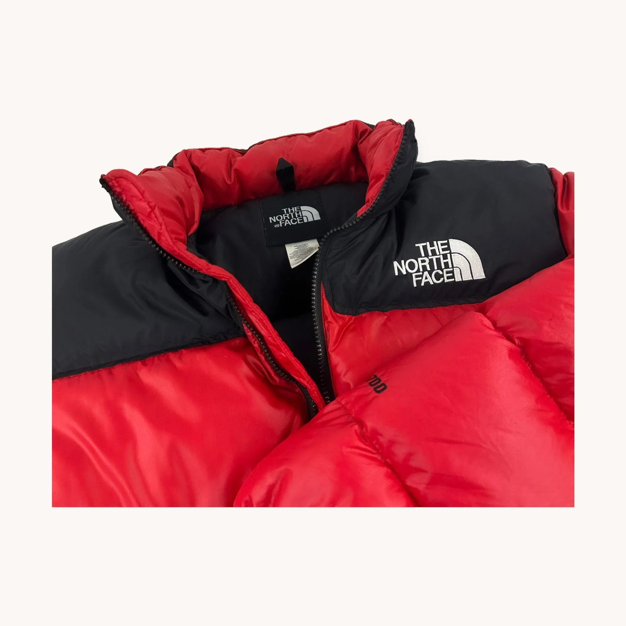 Red Black The North Face Nuptse 700 Puffer Jacket Coat (M)