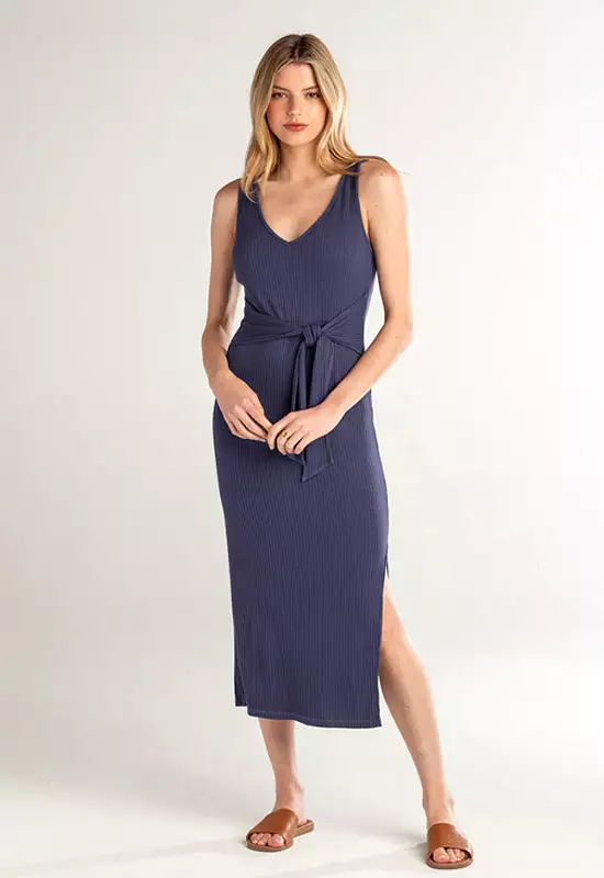 Red Haute - Tie Waist Maxi Dress Navy