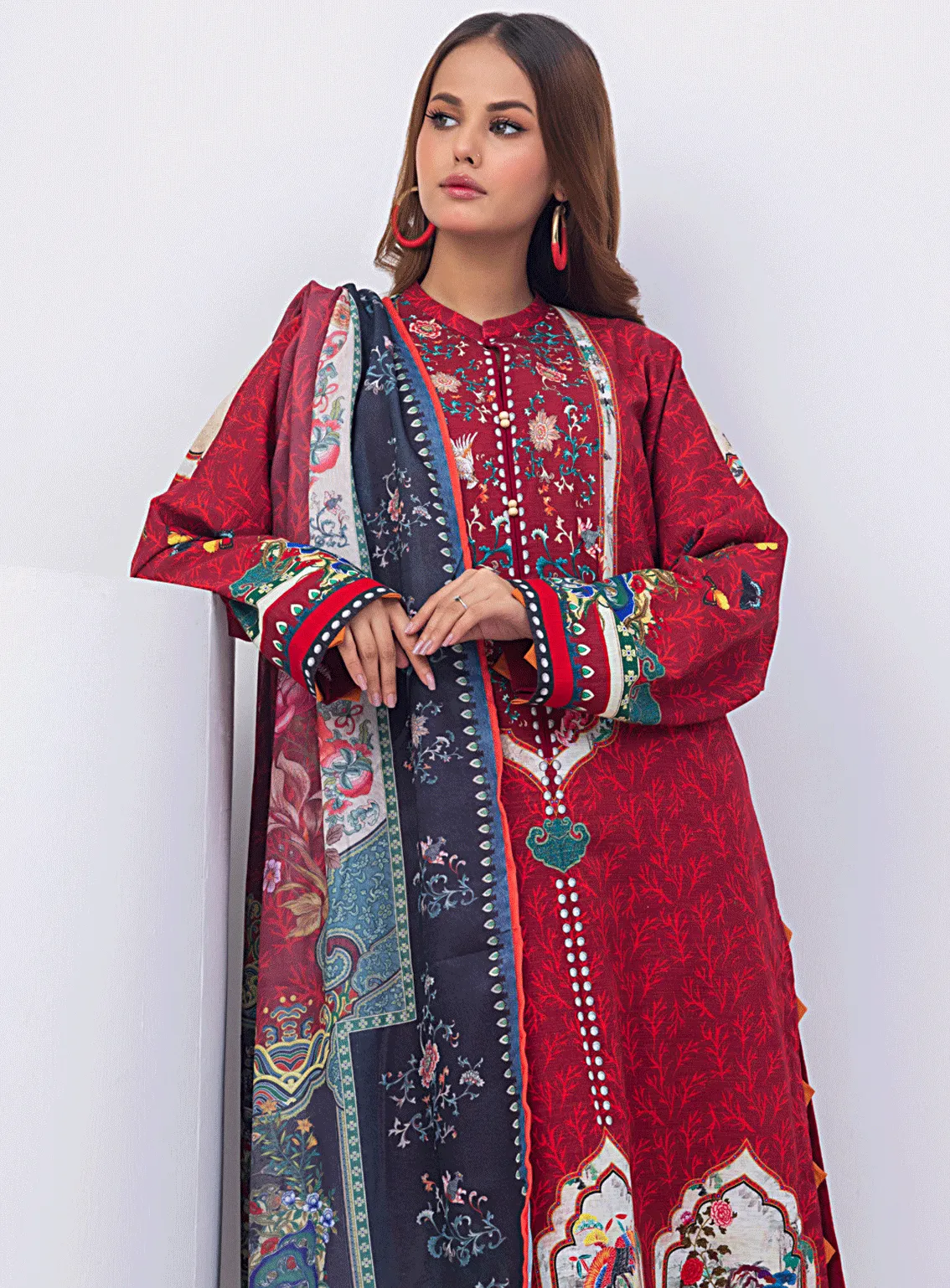 Regalia By Gul Ahmed Printed Khaddar Unstitched 3 Piece Suit - GA23RW WRF32014