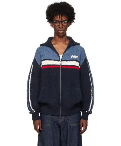 RICE NINE TEN Navy Knitting Track Jacket