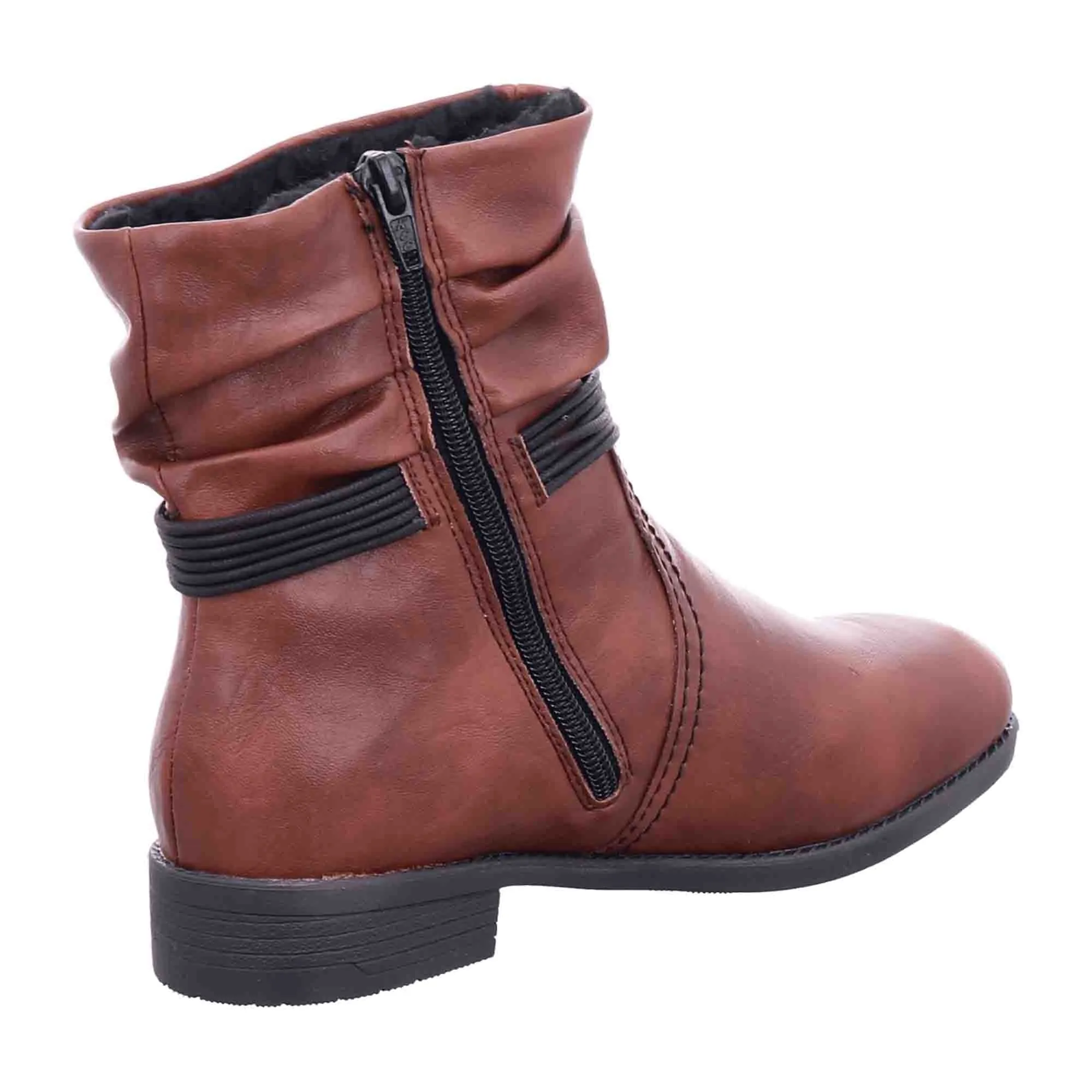 Rieker HWK Women's Brown Boots with Zipper for Fall and Winter