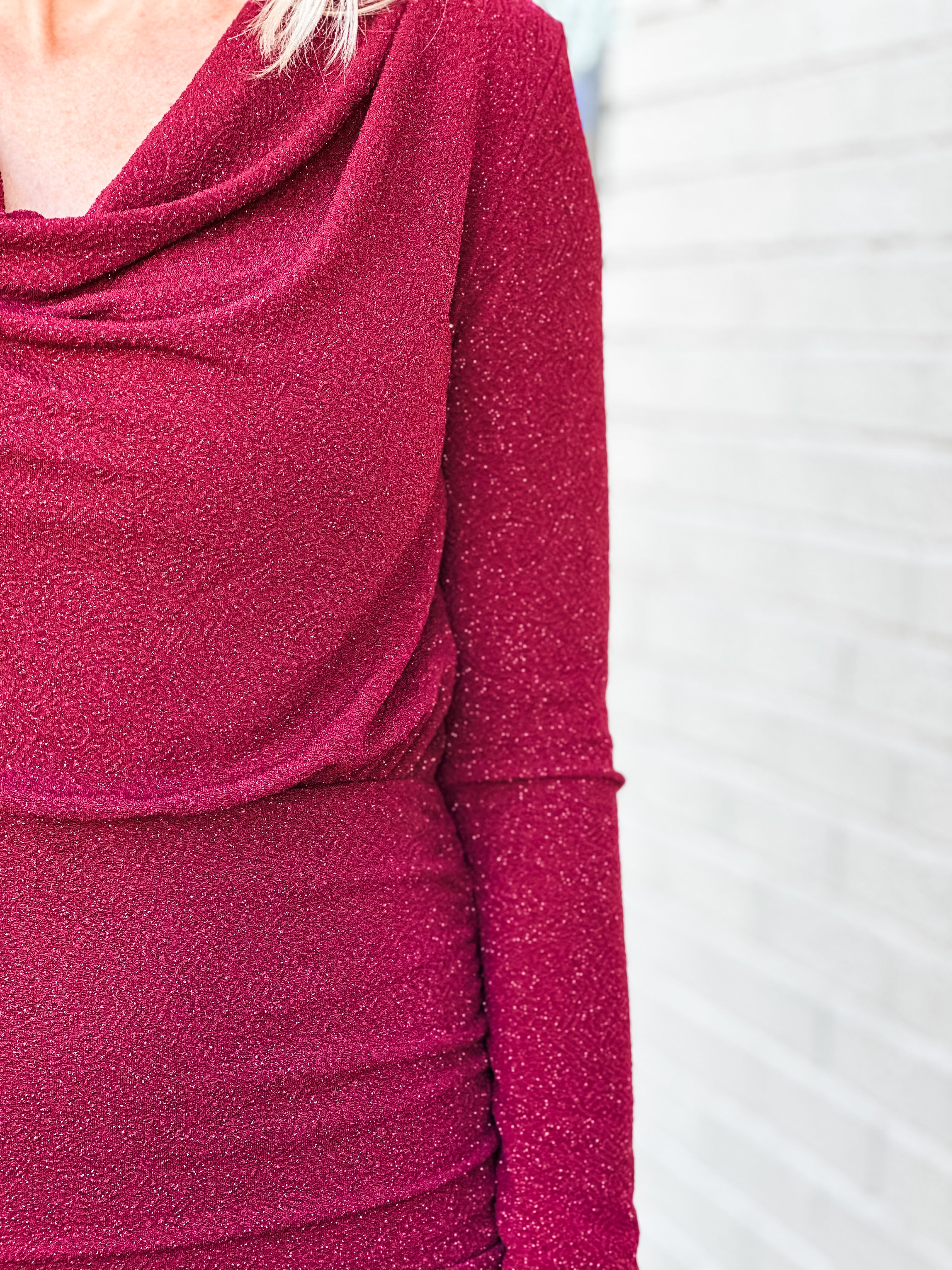 Ruby Sparkle Cowl Neck Dress