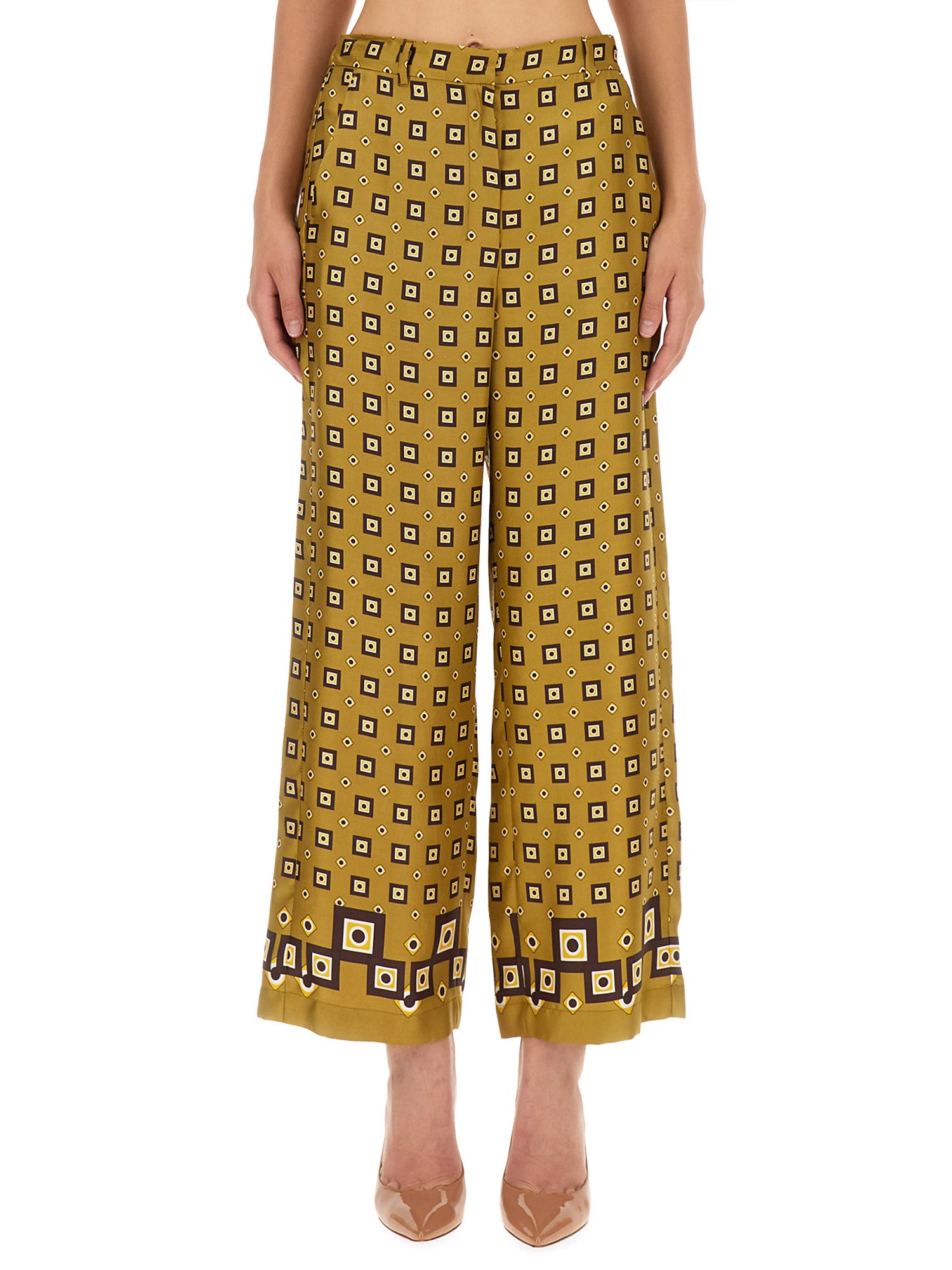 S MAX MARA    SILK WIDE LEG PANTS