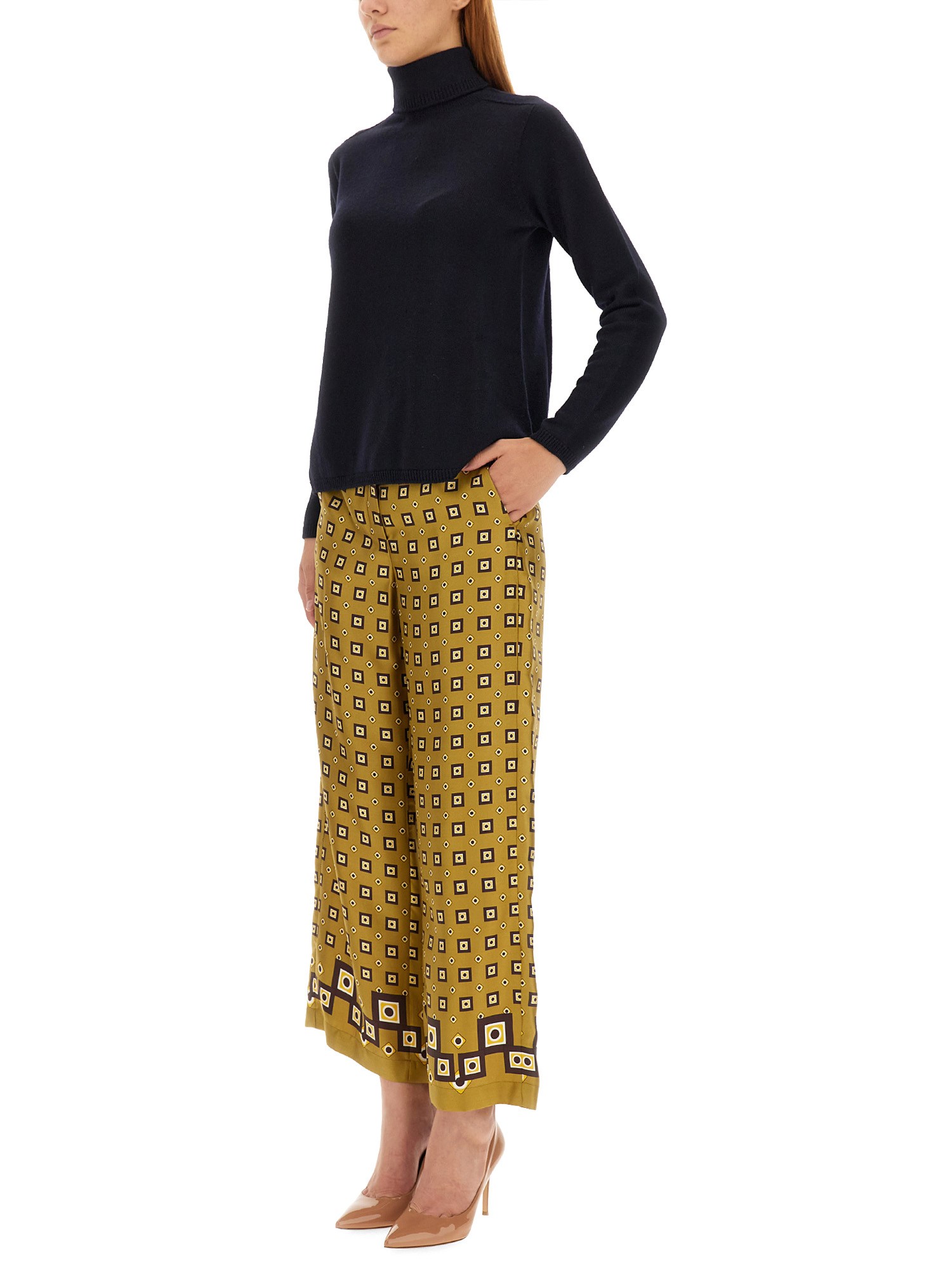 S MAX MARA    SILK WIDE LEG PANTS