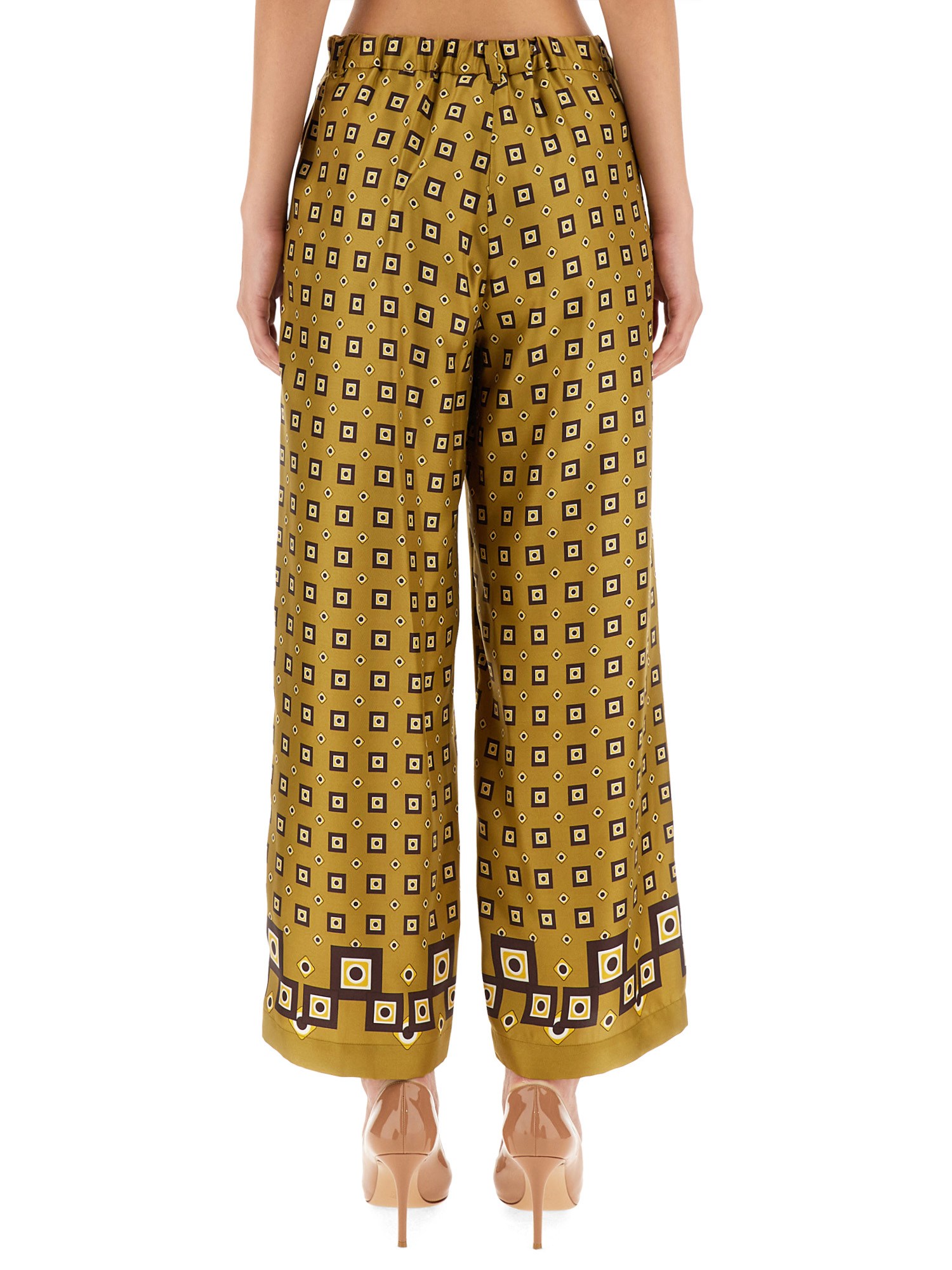 S MAX MARA    SILK WIDE LEG PANTS