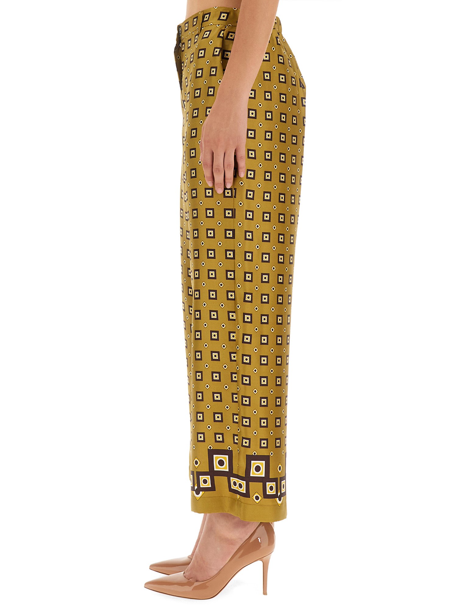 S MAX MARA    SILK WIDE LEG PANTS