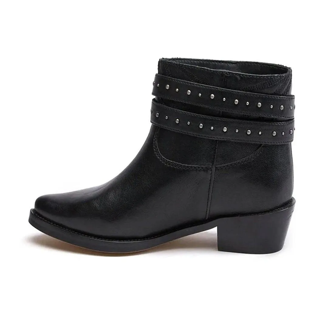 Saint Adrienne Embellished Strap Leather Ankle Boot