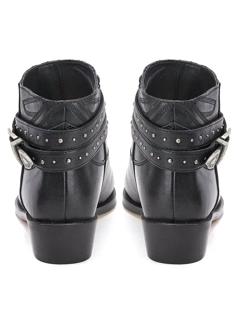 Saint Adrienne Embellished Strap Leather Ankle Boot