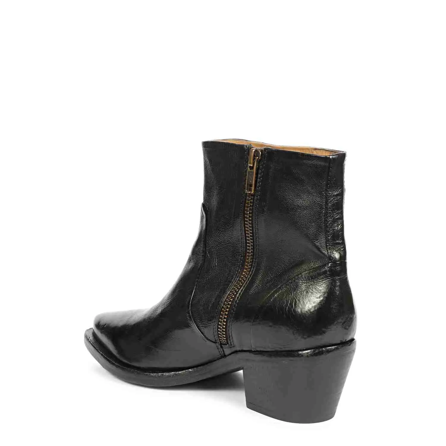 Saint Emelia Black Leather Washed Ankle Boot