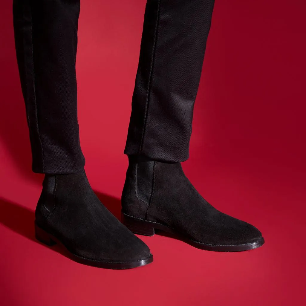 Saint Grimaldi Black Suede Chelsea Boot