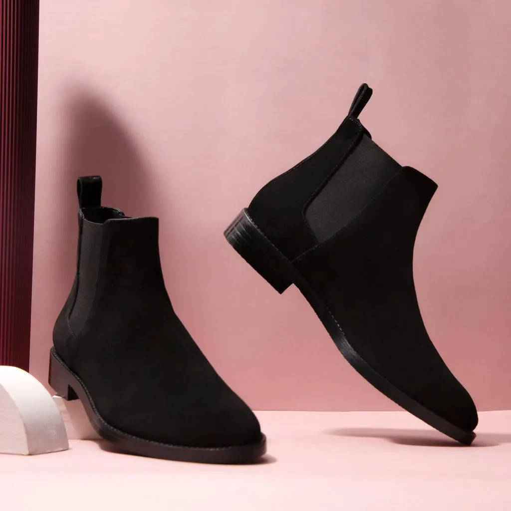 Saint Grimaldi Black Suede Chelsea Boot