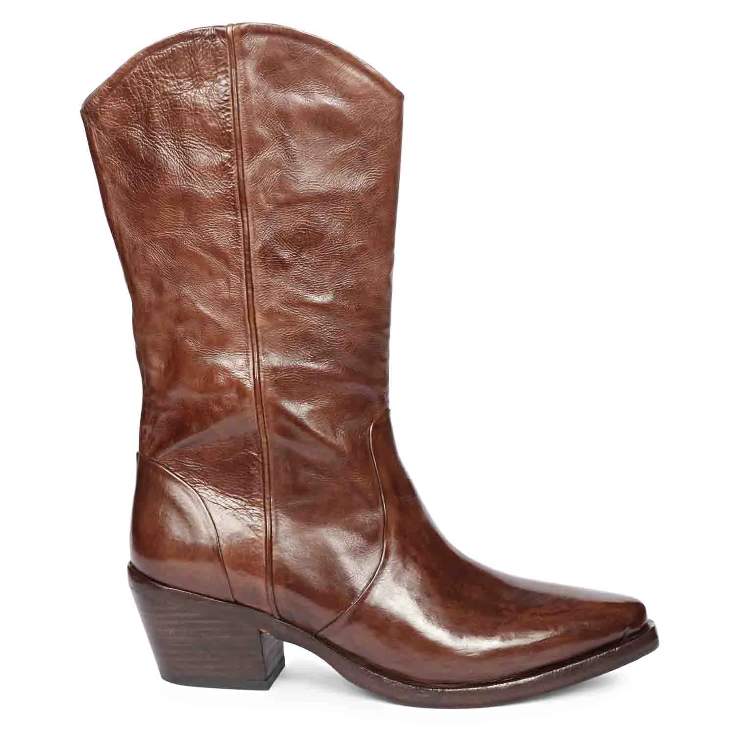 Saint Nellie Cognac Leather Washed Calf Boot