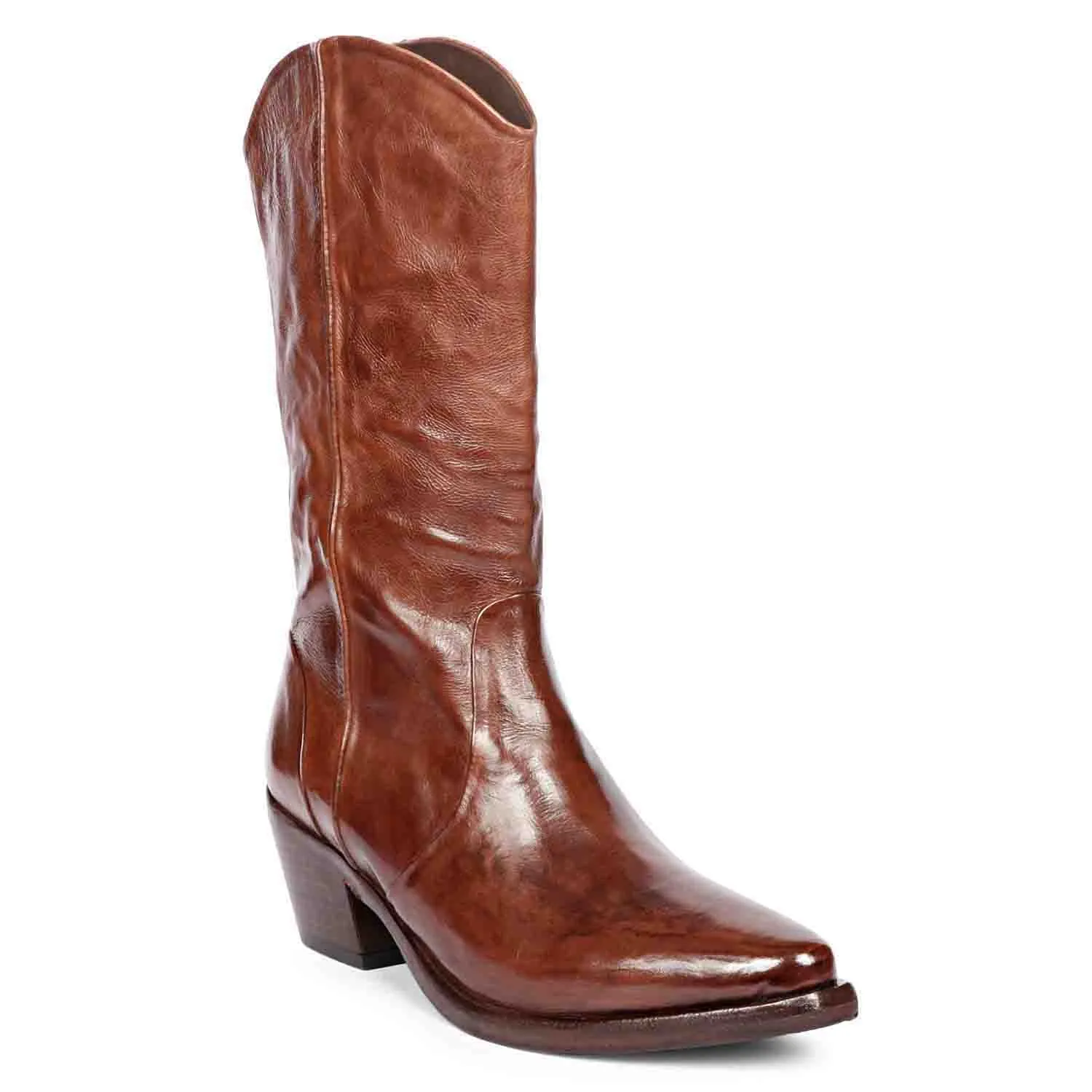 Saint Nellie Cognac Leather Washed Calf Boot