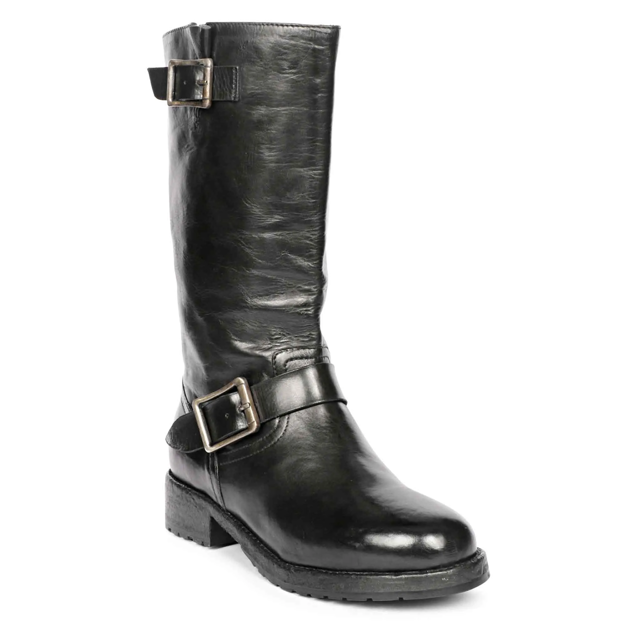 Saint Nova Black Leather Washed Calf Boot