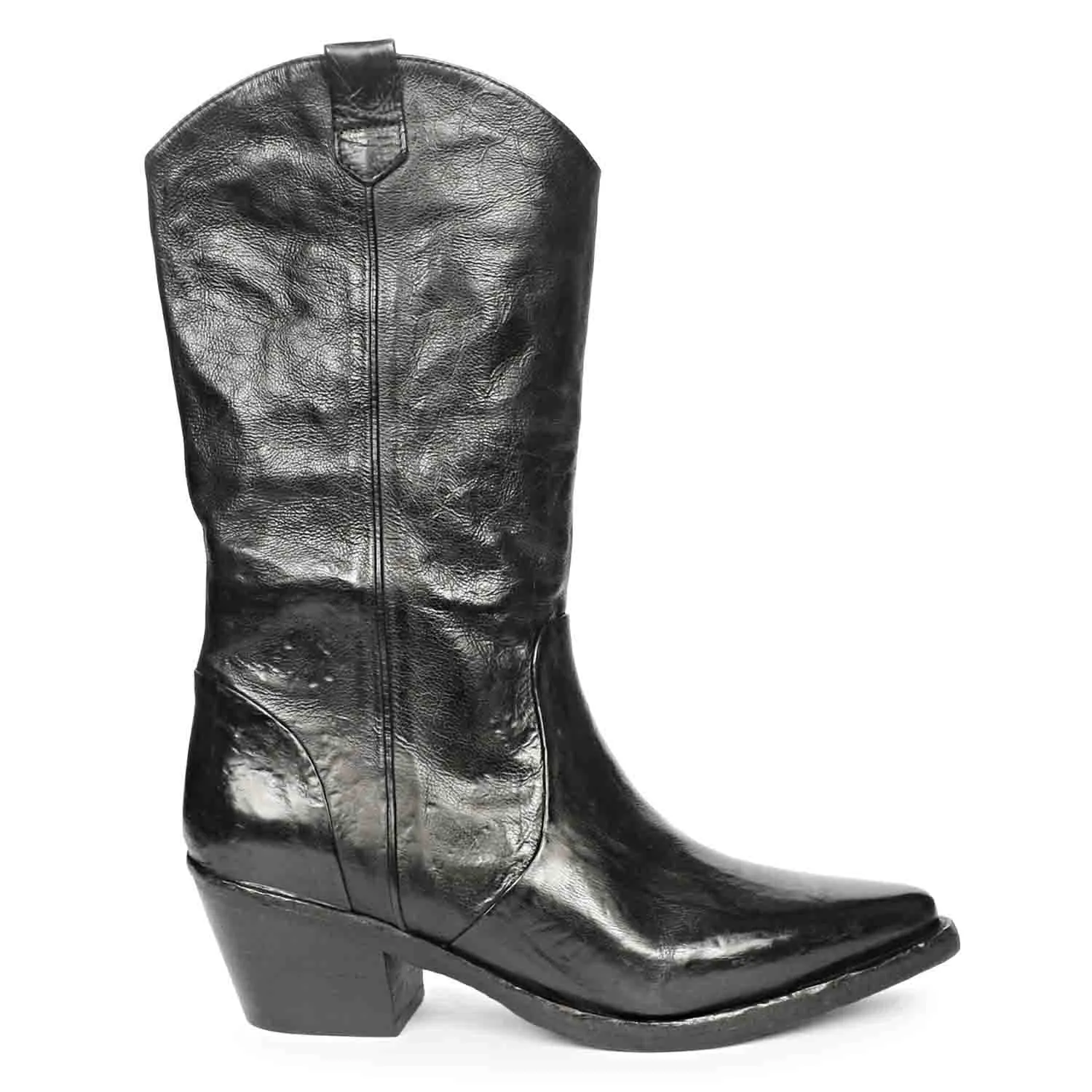 Saint Pippa Black Leather Washed Calf Boot