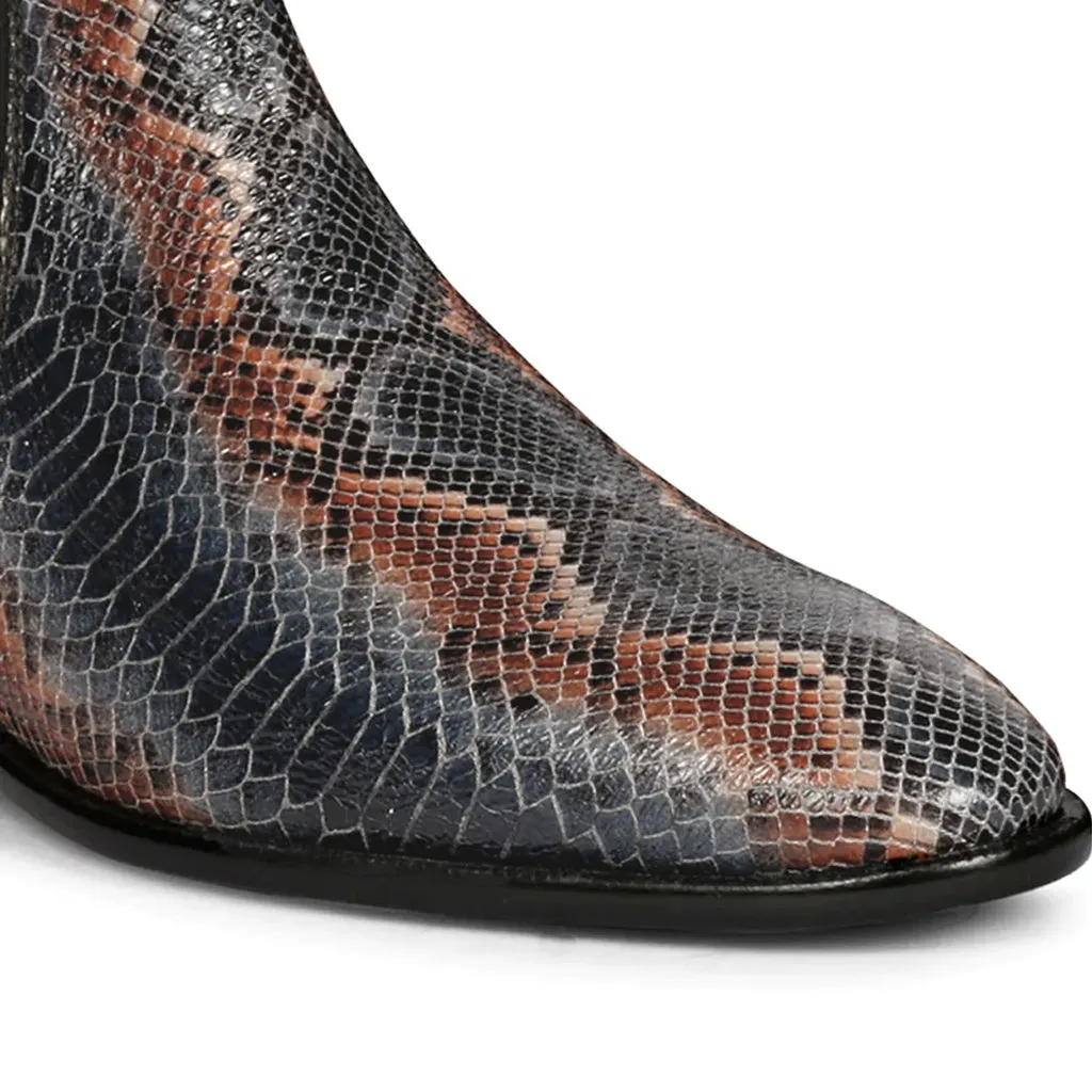 Saint Rory Blue Snake Print Leather Chelsea boot