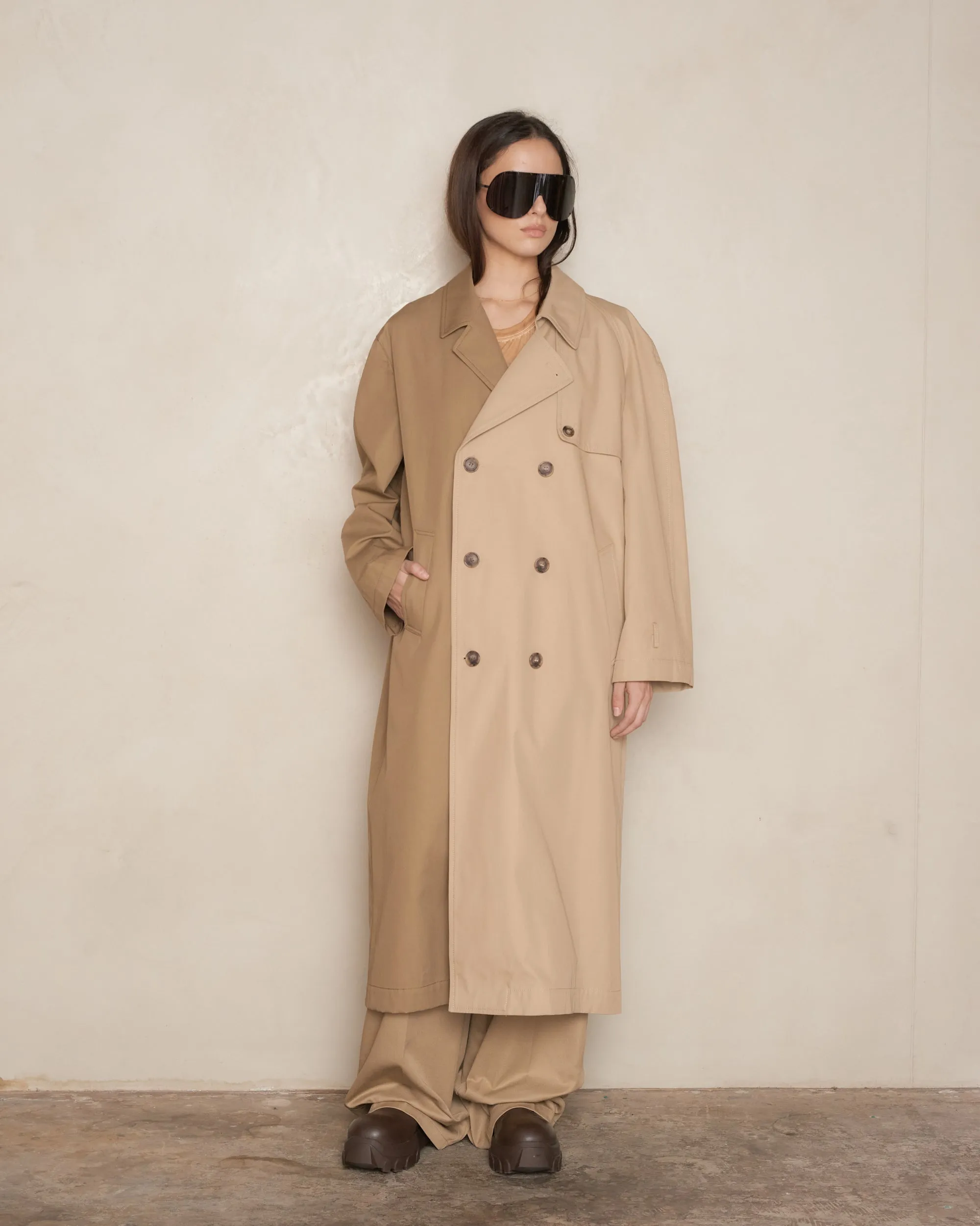 Sand Two-Tone Trench Coat