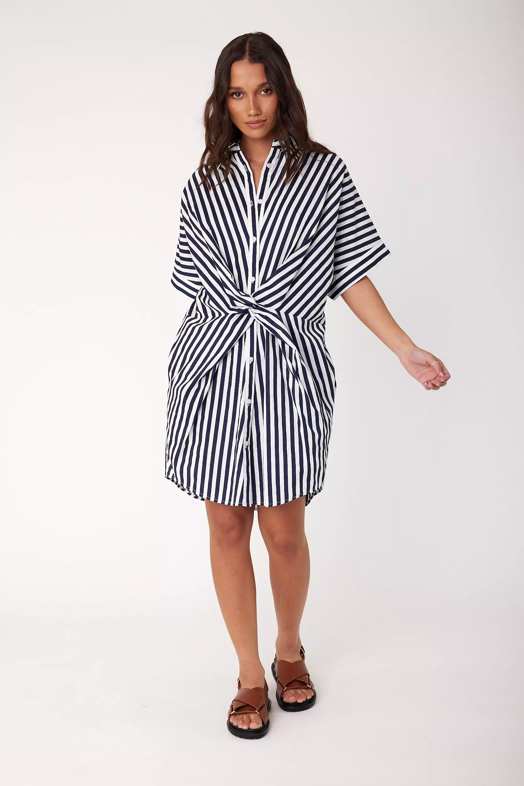 SANTAFAI Dress Navy Stripe