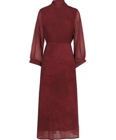 See Iou Women's Red Long Sleeve Midi Burgundy Dress Julie