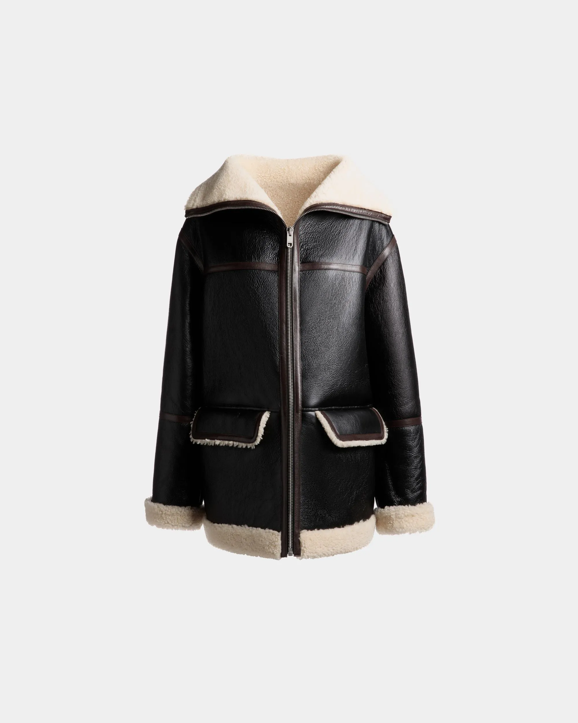 Shearling Lined Jacket In Black Leather 