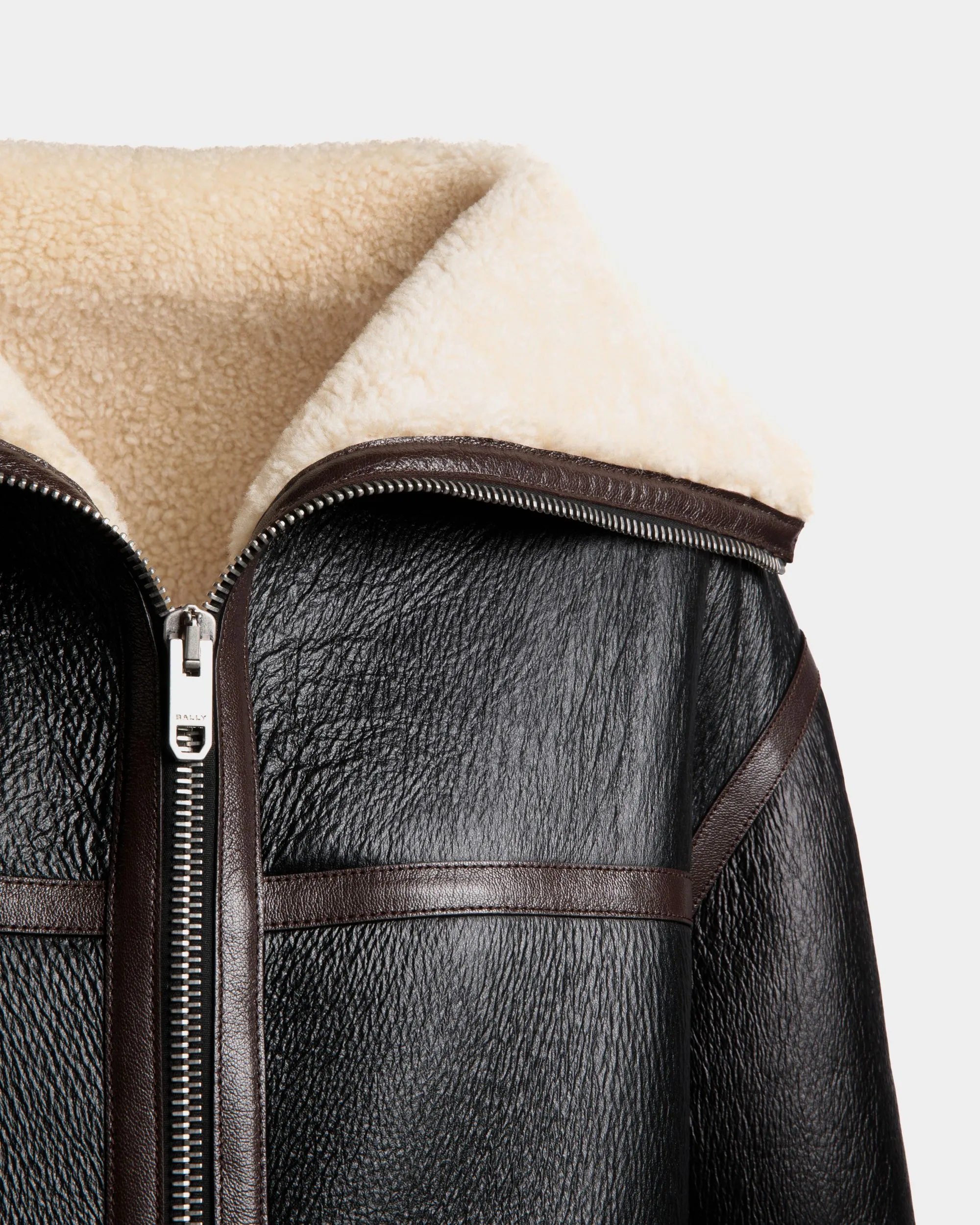 Shearling Lined Jacket In Black Leather 