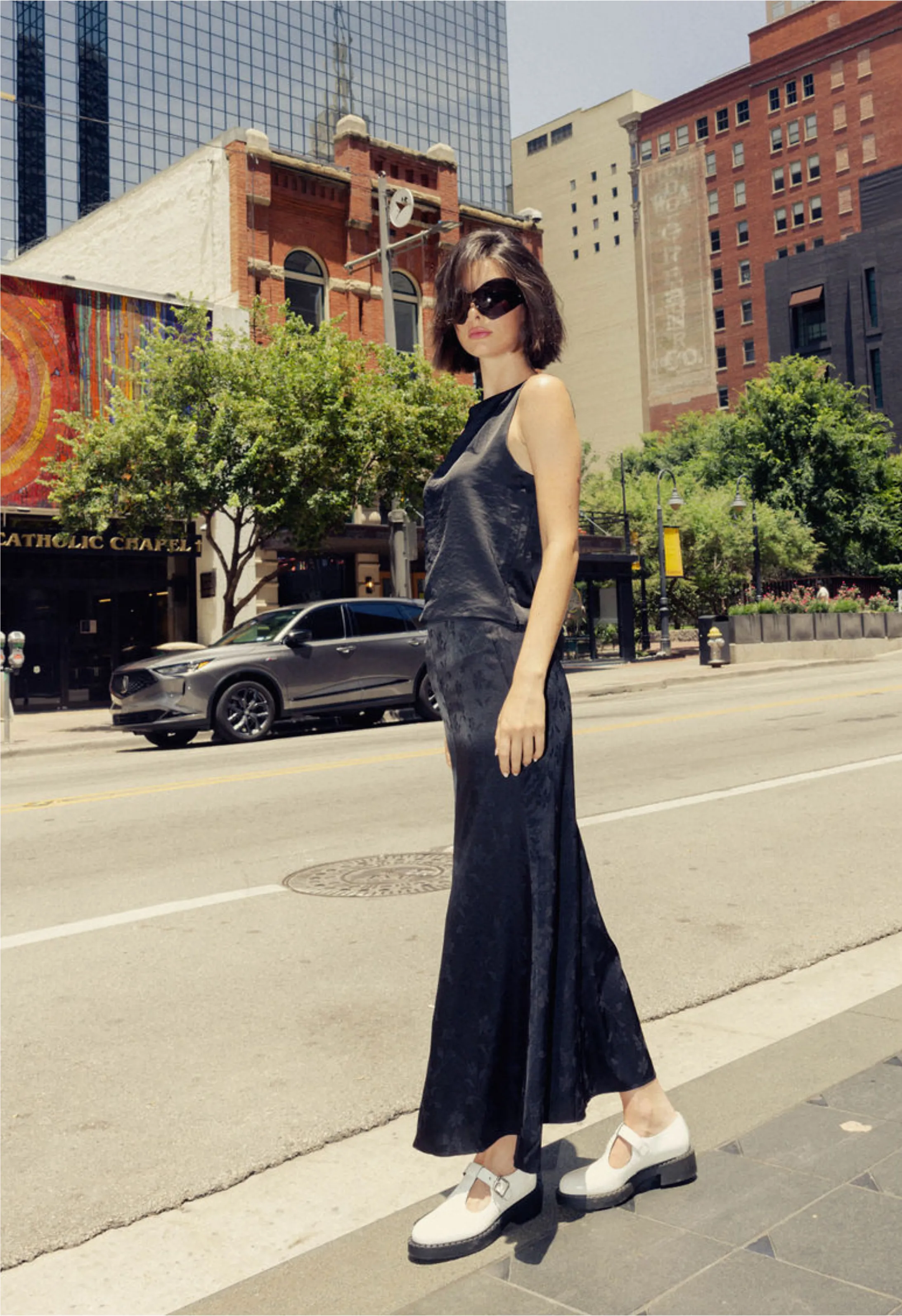 Silky Box Tank Top in Black