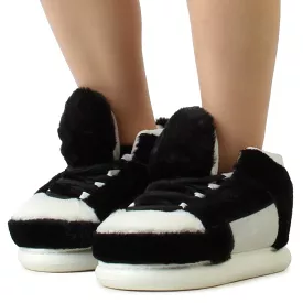 SLIPPY01 - BLACK FURRY SNEAKER SLIPPERS