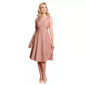 Soft Pink Sleeveless V Neck Summer Swing Dress