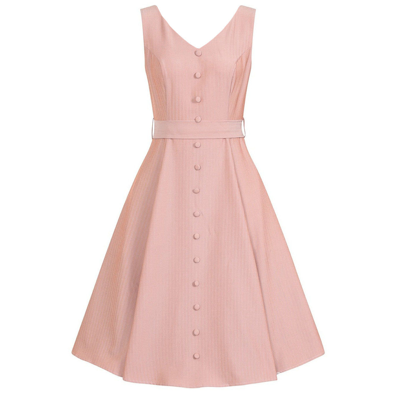 Soft Pink Sleeveless V Neck Summer Swing Dress