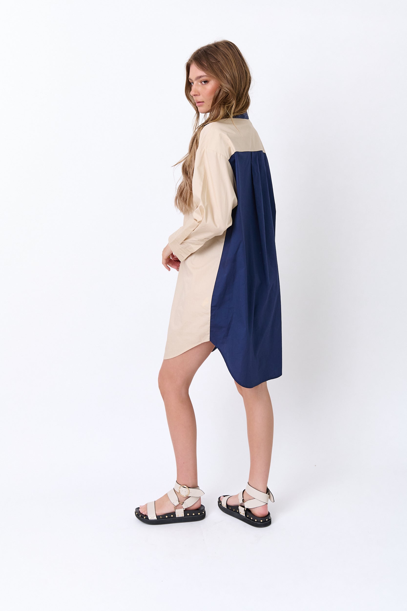 SOLIEL Dress Navy & Beige