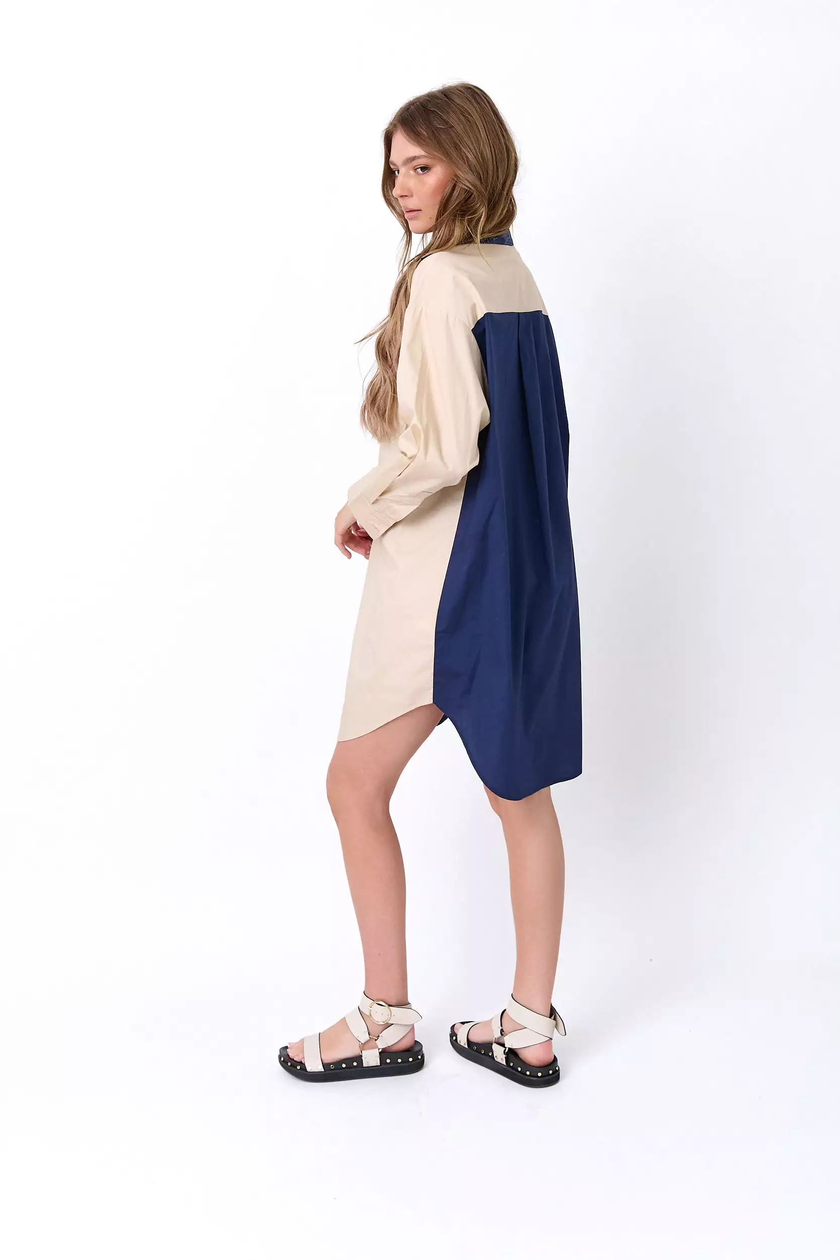 SOLIEL Dress Navy & Beige