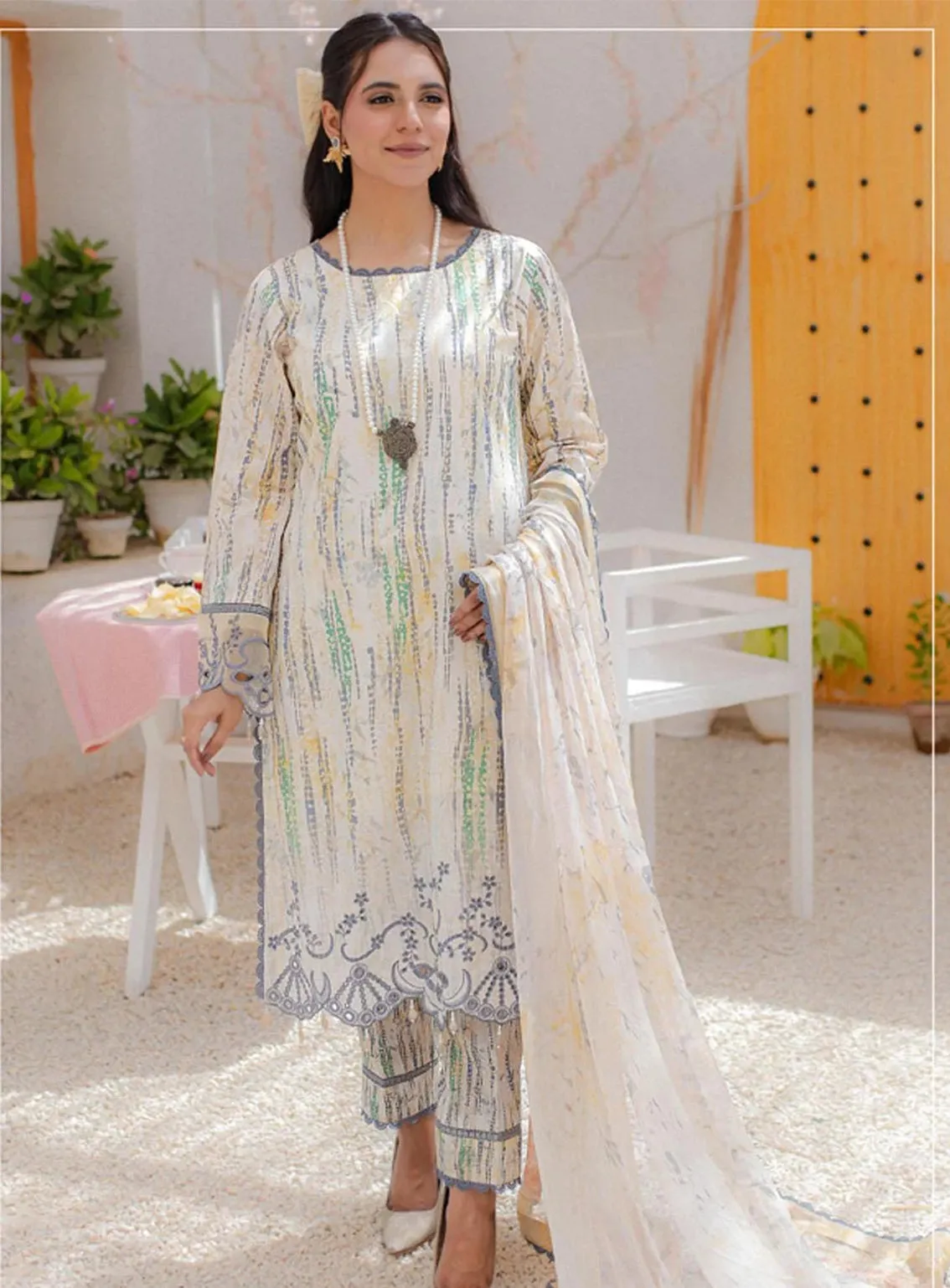 Sunshine Bloom By Al Zohaib Embroidered Cambric Unstitched 3 Piece Suit - 04