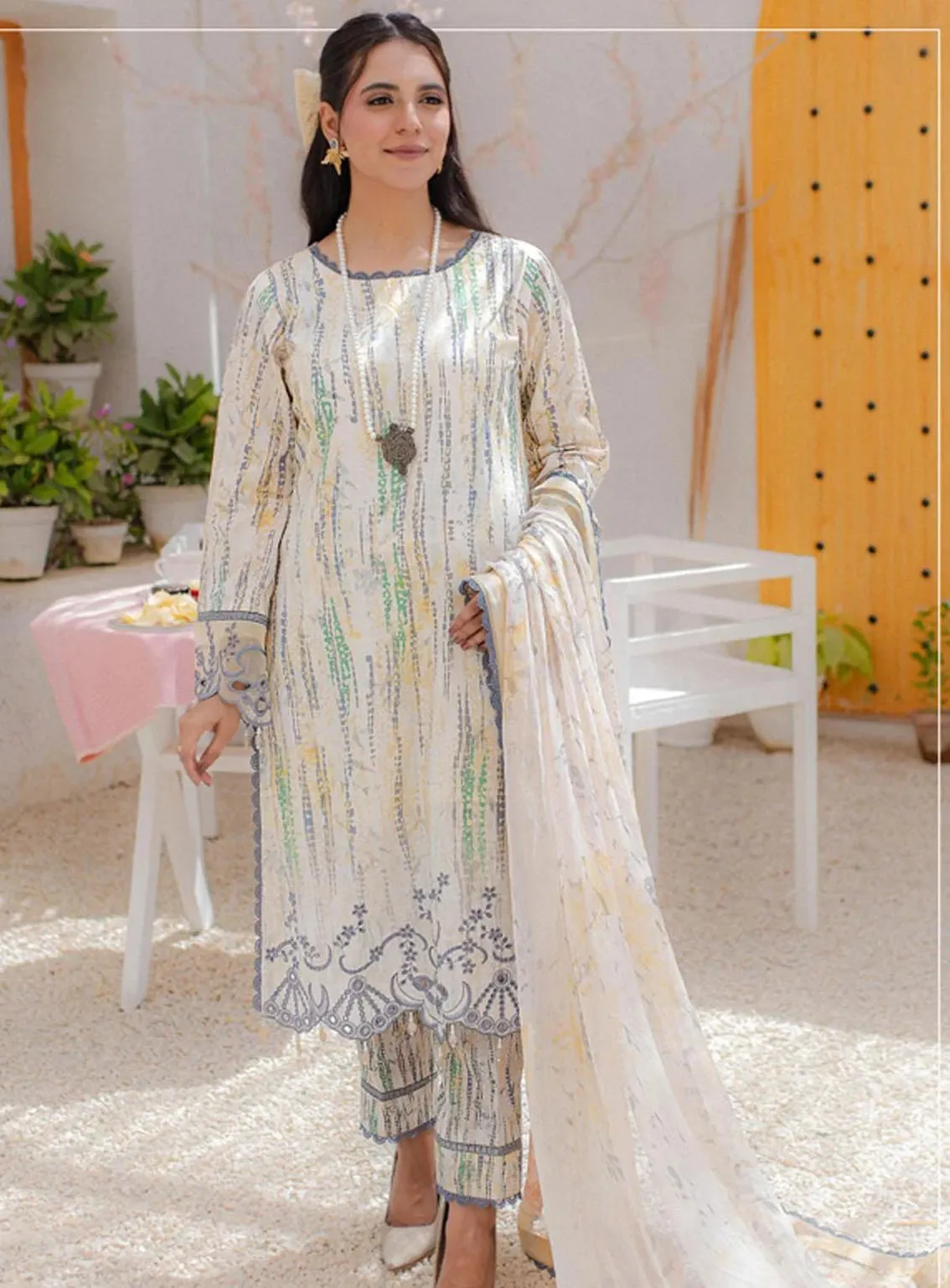 Sunshine Bloom By Al Zohaib Embroidered Cambric Unstitched 3 Piece Suit - 04