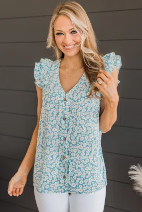 Sweeten The Deal Floral Blouse- Blue