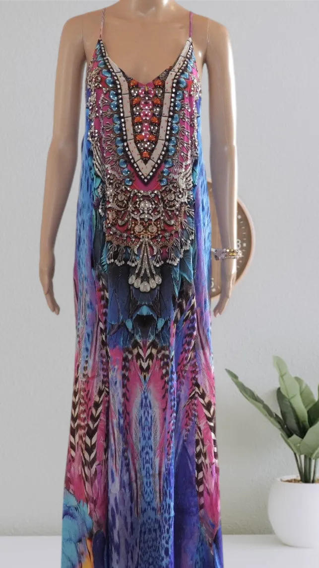 T-Back Long Maxi Dress-Costal Feather