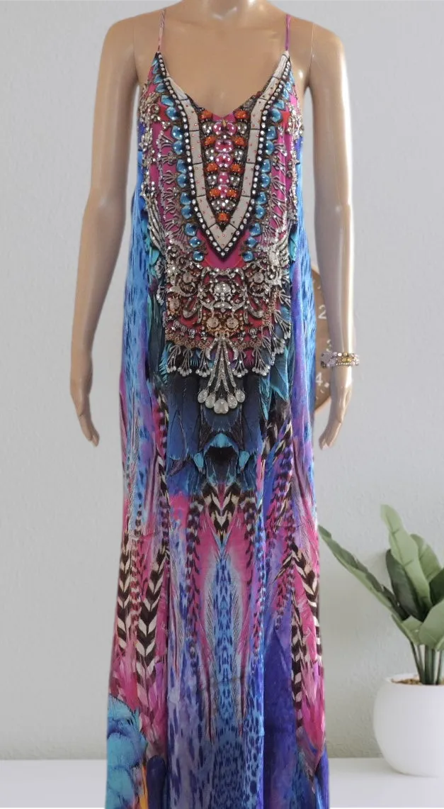 T-Back Long Maxi Dress-Costal Feather